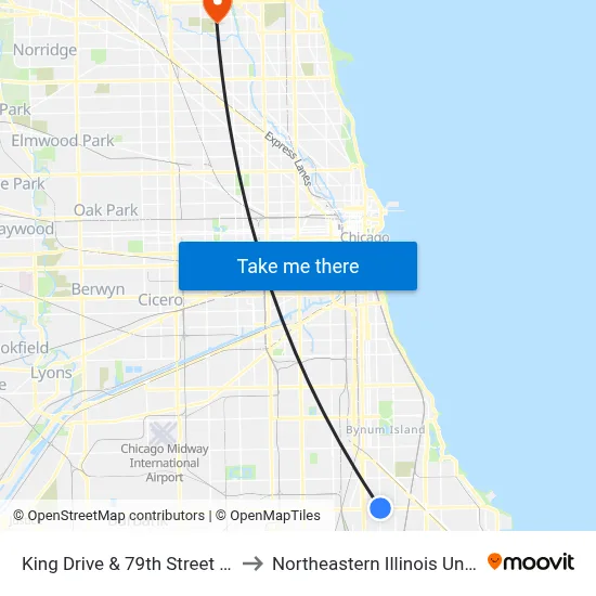 King Drive & 79th Street (North) to Northeastern Illinois University map