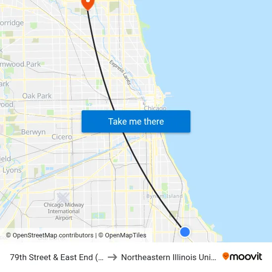 79th Street & East End (West) to Northeastern Illinois University map