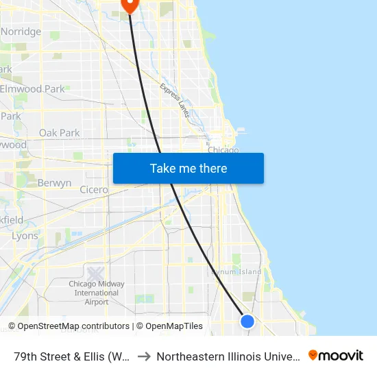79th Street & Ellis (West) to Northeastern Illinois University map