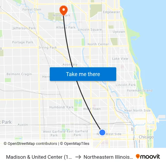 Madison & United Center (1900 W) (East) to Northeastern Illinois University map