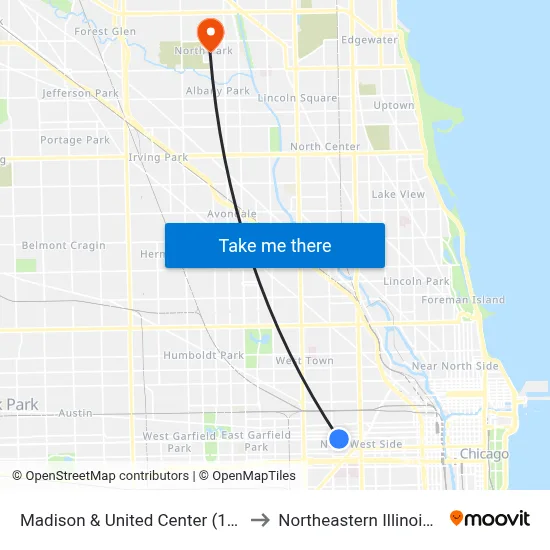 Madison & United Center (1900 W) (West) to Northeastern Illinois University map
