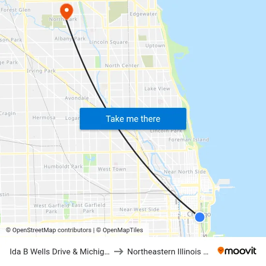 Ida B Wells Drive & Michigan (West) to Northeastern Illinois University map