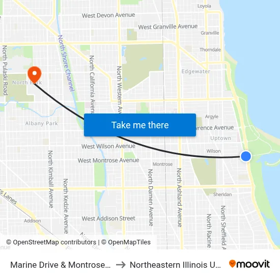 Marine Drive & Montrose (South) to Northeastern Illinois University map
