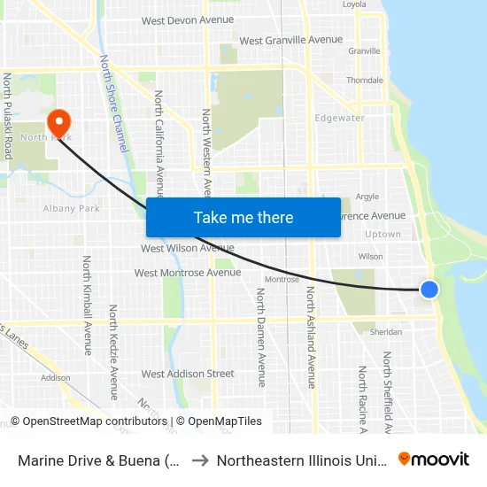 Marine Drive & Buena (South) to Northeastern Illinois University map