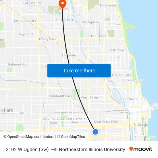 2102 W Ogden (Sw) to Northeastern Illinois University map