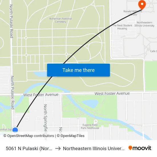 5061 N Pulaski (North) to Northeastern Illinois University map