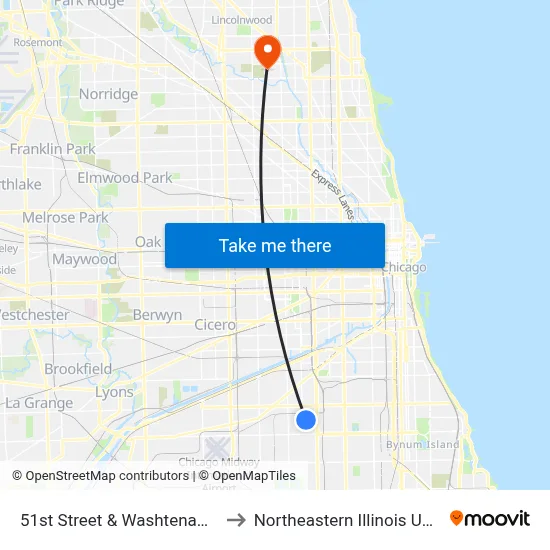 51st Street & Washtenaw (West) to Northeastern Illinois University map
