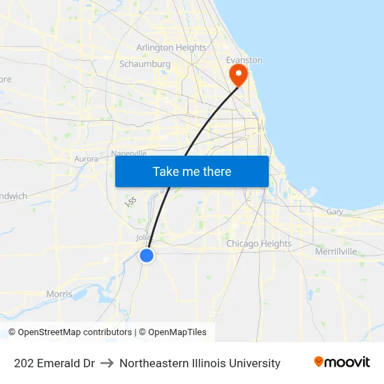 202 Emerald Dr to Northeastern Illinois University map