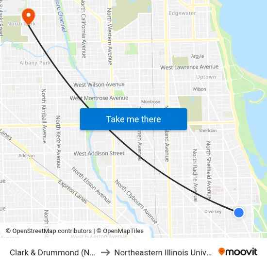 Clark & Drummond (North) to Northeastern Illinois University map