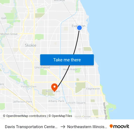 Davis Transportation Center - Bus Stop C to Northeastern Illinois University map