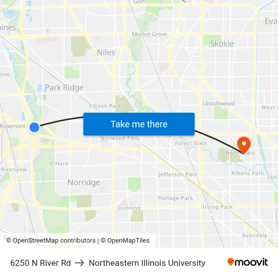 6250 N River Rd to Northeastern Illinois University map