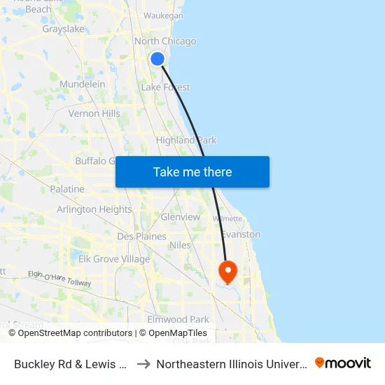 Buckley Rd & Lewis Ave to Northeastern Illinois University map