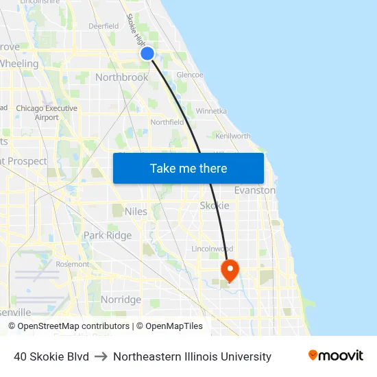 40 Skokie Blvd to Northeastern Illinois University map