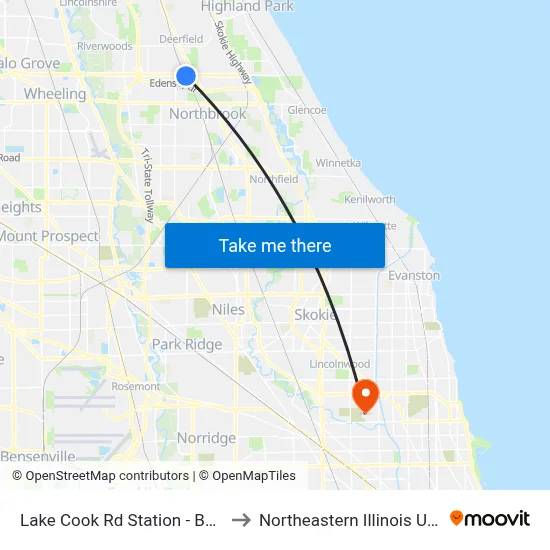 Lake Cook Rd Station - Bus Stop A to Northeastern Illinois University map