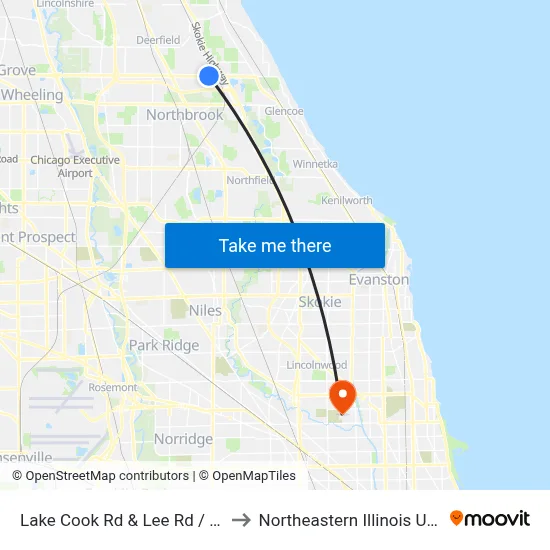 Lake Cook Rd & Lee Rd / Ridge Rd to Northeastern Illinois University map