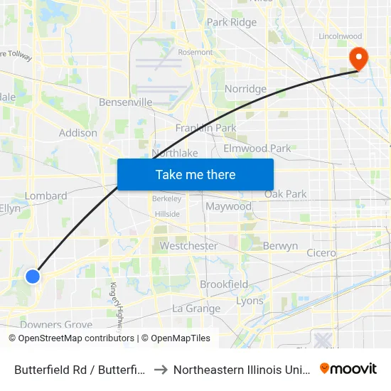 Butterfield Rd / Butterfield Rd to Northeastern Illinois University map