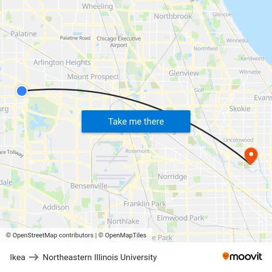 Ikea to Northeastern Illinois University map