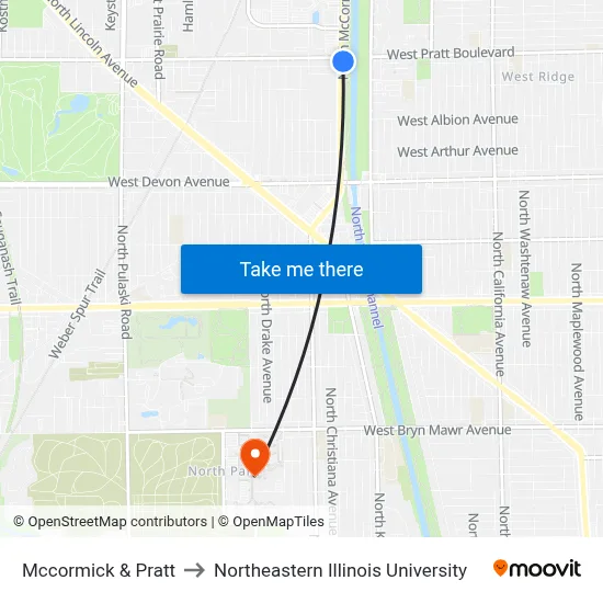 Mccormick & Pratt to Northeastern Illinois University map