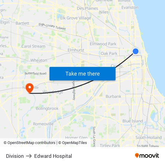 Division to Edward Hospital map