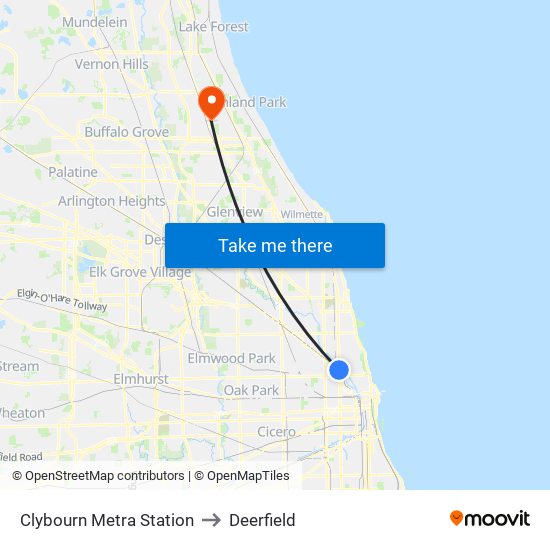 Clybourn Metra Station to Deerfield map