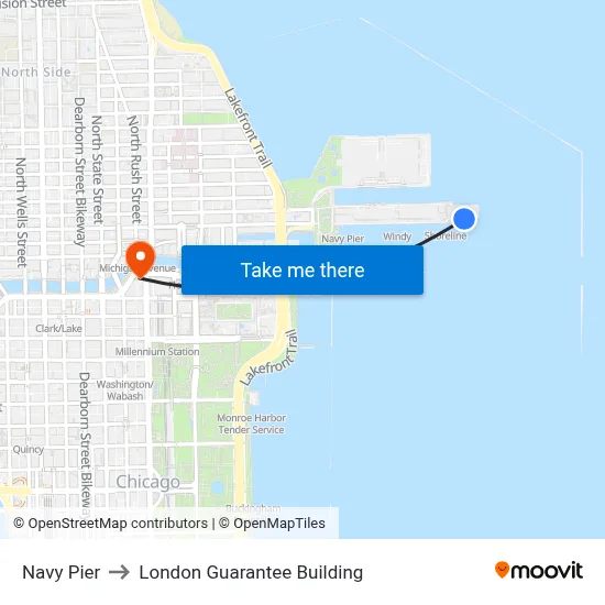 Navy Pier to London Guarantee Building map