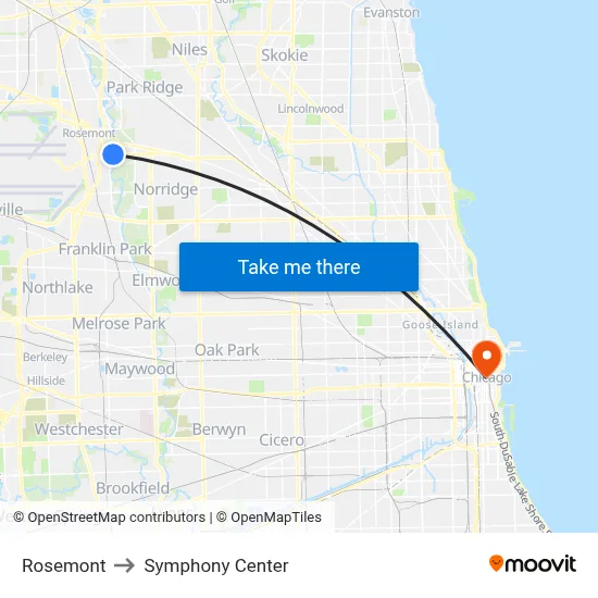 Rosemont to Symphony Center map