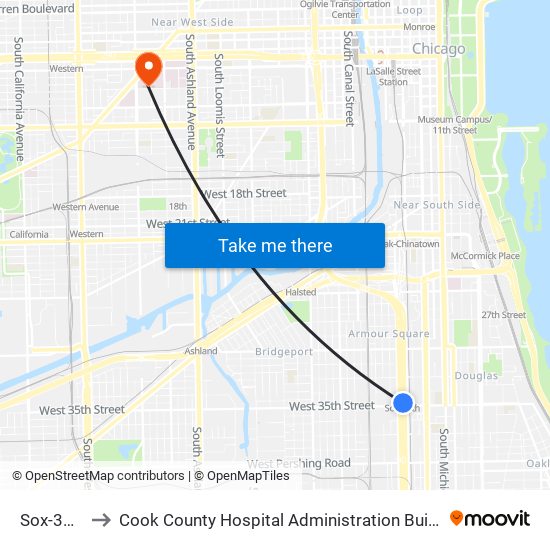 Sox-35th to Cook County Hospital Administration Building map