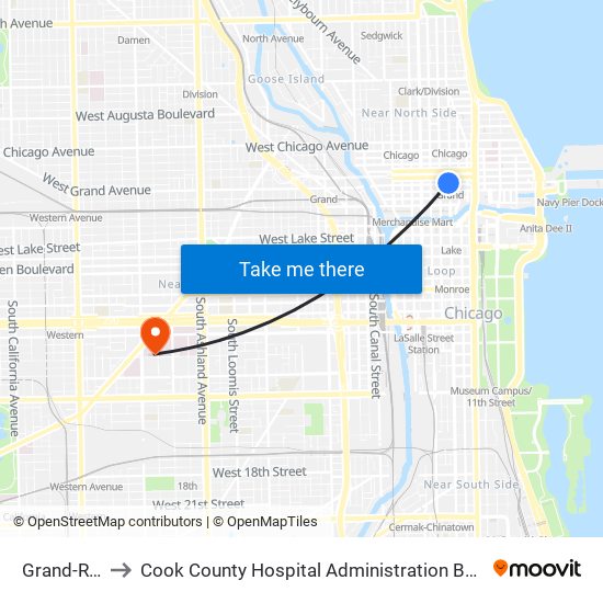 Grand-Red to Cook County Hospital Administration Building map