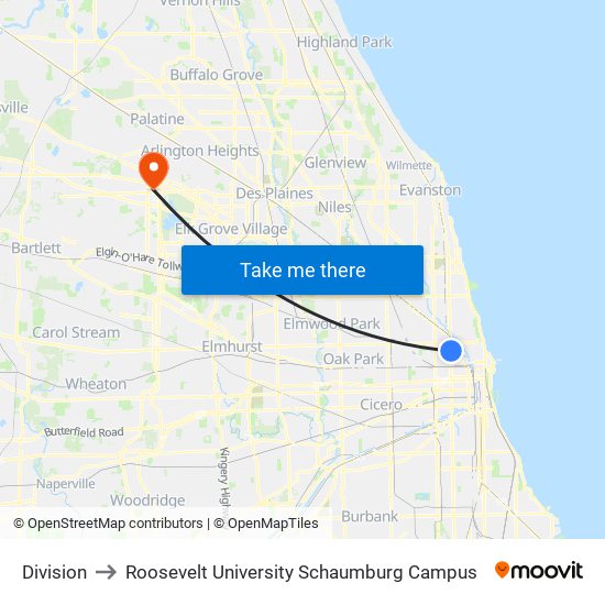 Division to Roosevelt University Schaumburg Campus map