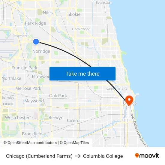 Chicago (Cumberland Farms) to Columbia College map