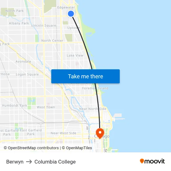 Berwyn to Columbia College map