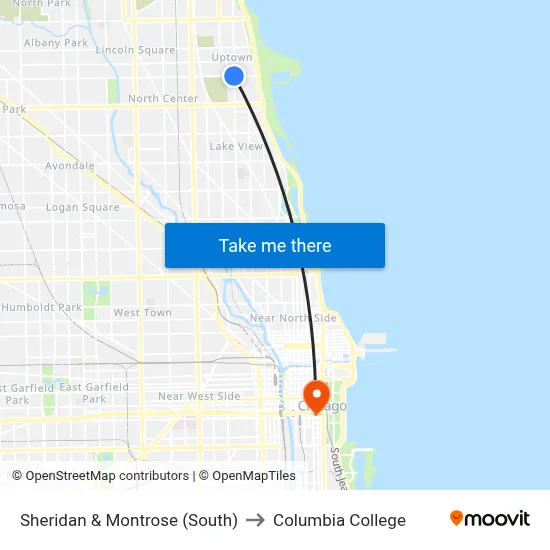 Sheridan & Montrose (South) to Columbia College map
