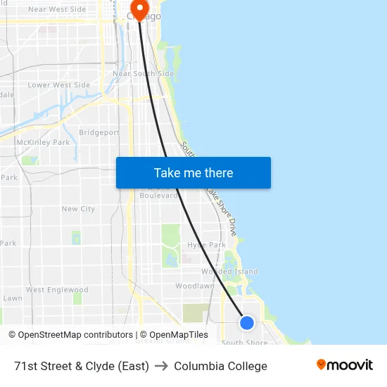 71st Street & Clyde (East) to Columbia College map