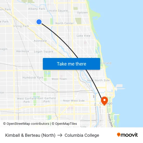 Kimball & Berteau (North) to Columbia College map