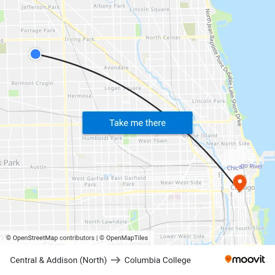 Central & Addison (North) to Columbia College map