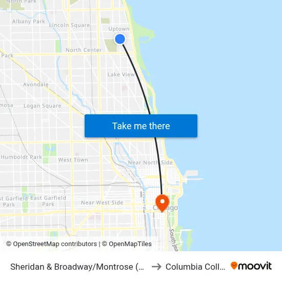Sheridan & Broadway/Montrose (North) to Columbia College map