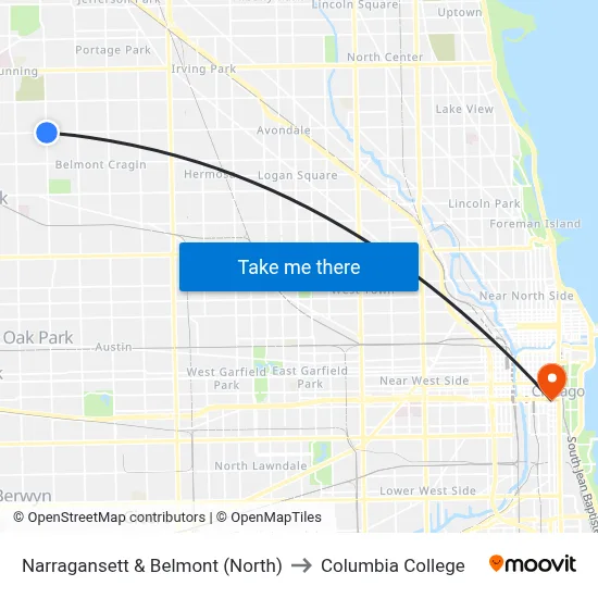Narragansett & Belmont (North) to Columbia College map