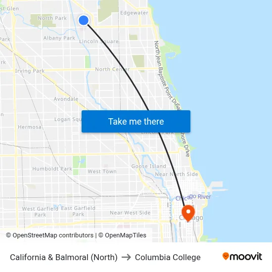 California & Balmoral (North) to Columbia College map