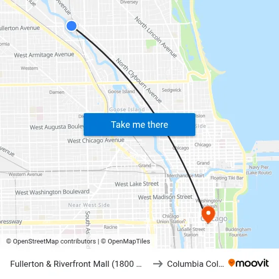 Fullerton & Riverfront Mall (1800 W) (West) to Columbia College map