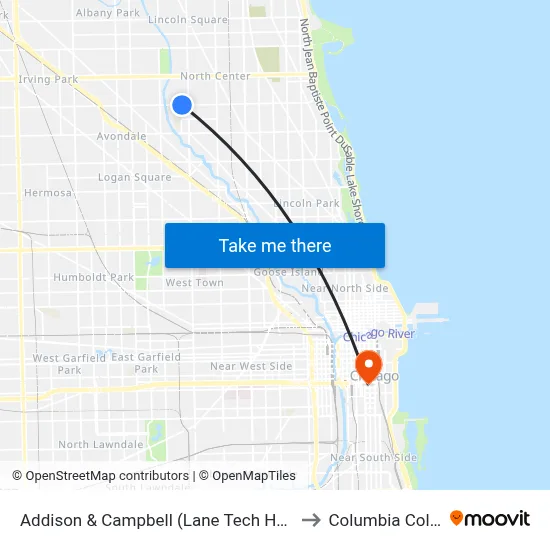 Addison & Campbell (Lane Tech Hs) (East) to Columbia College map