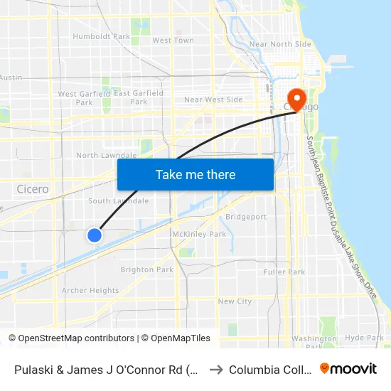 Pulaski & James J O'Connor Rd (North) to Columbia College map