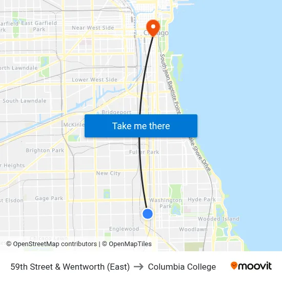 59th Street & Wentworth (East) to Columbia College map
