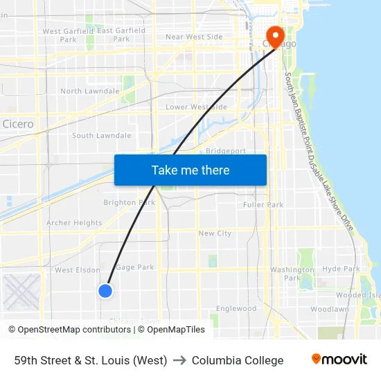 59th Street & St. Louis (West) to Columbia College map