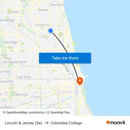 Lincoln & Jersey (Se) to Columbia College map