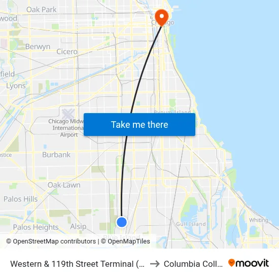 Western & 119th Street Terminal (West) to Columbia College map