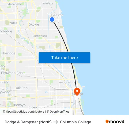 Dodge & Dempster (North) to Columbia College map