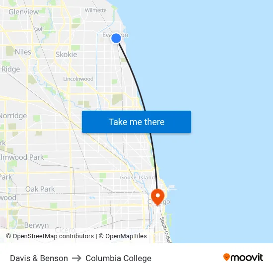 Davis & Benson to Columbia College map