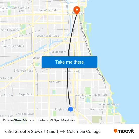63rd Street & Stewart (East) to Columbia College map