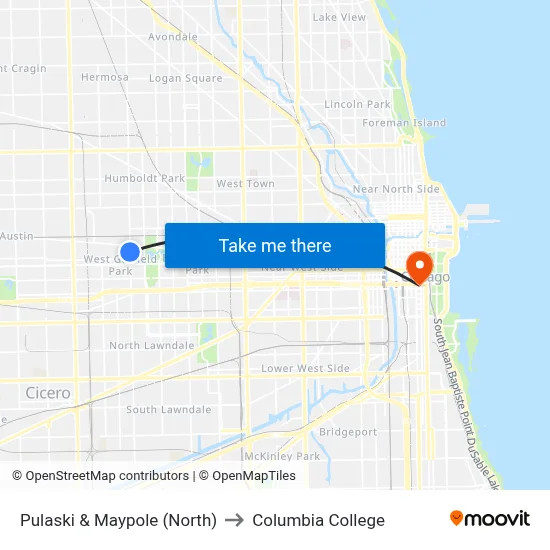 Pulaski & Maypole (North) to Columbia College map