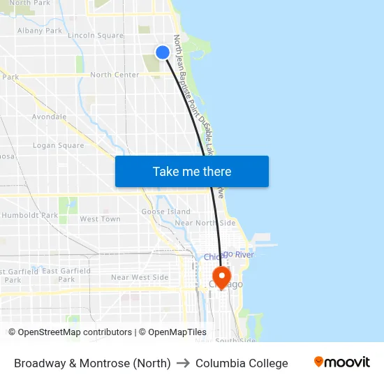 Broadway & Montrose (North) to Columbia College map